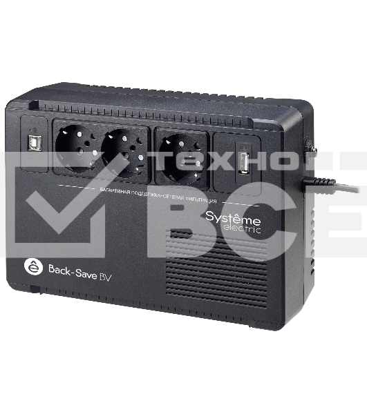Источник бесперебойного питания Systeme Electriс Back-Save, 400VA/240W, 230V, Line-Interactive, AVR, 3xSchuko, USB charge(type A), USB