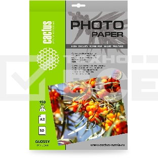 Фотобумага Cactus CS-GA315050 A3/150г/м2/50л./белый глянцевое для струйной печати