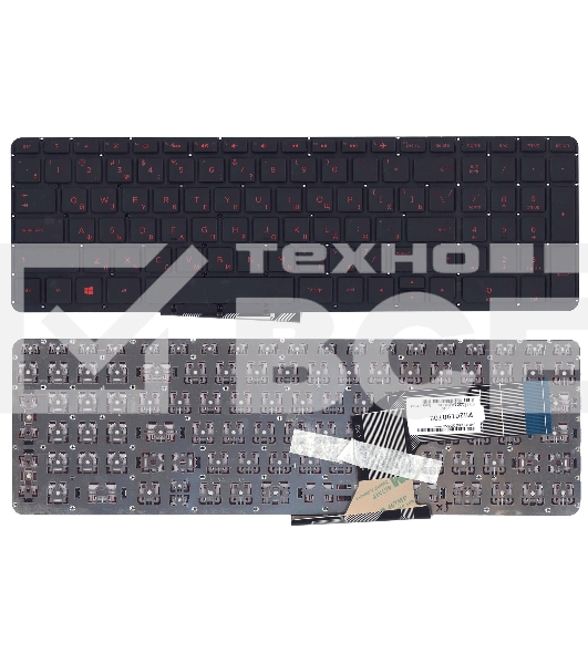 Клавиатура для ноутбука HP Pavilion 15-P 17-F черная с красной подсветкой