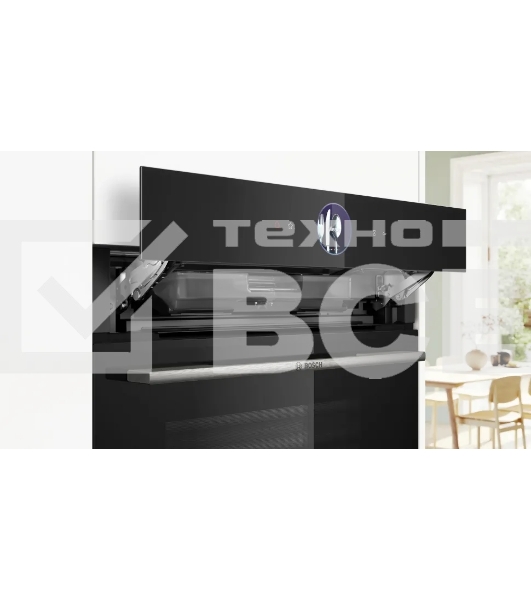 Компактный духовой шкаф-пароварка, черный, 14 режимов + комбинированные режимы, функция приготовление на пару 100%, 4-слойное остекление, 3 цветных текстовых TFT-дисплея 2,5' с сенсорным управлением, ControlRing, функции HomeConnect: удаленная диагностика, контроль и мониторинг, LED-освещение, меню Assist, PerfectBake, термощуп PerfectRoast, самоочистка EcoClean