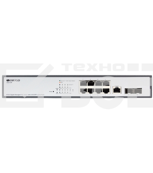 Коммутатор Managed L2 Switch 8x1000Base-T PoE, 2x1000Base-X SFP, PoE Budget 135W, RJ45 Console, 19