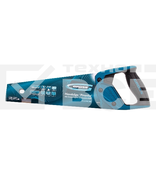 Ножовка по дереву Gross 'PIRANHA', 300 мм, 11 TPI, 3D-зуб, тефл. покр.полотна, 2-х комп. рук-ка