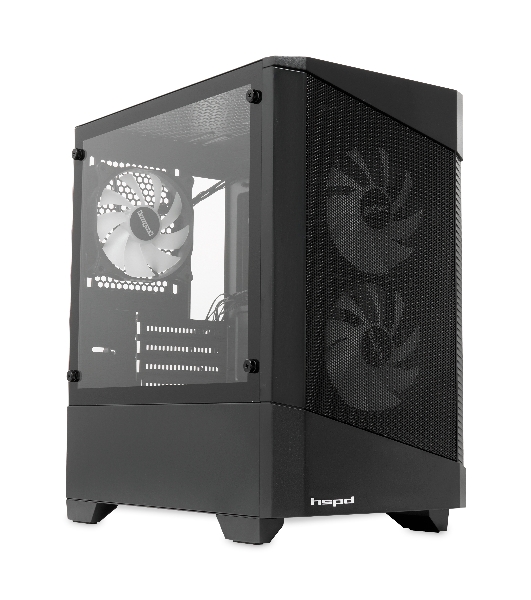 Компьютерный корпус HSPD M330, Mesh Mini-tower, черный, TG, 0.6 SPCC, 3x120mm ARGB mATX, mITX 175/330/160mm 2x2.5', 2x3.5', 4xPCI 1xUSB-A 3.0, 2xUSB-A1.0 365x216x405mm