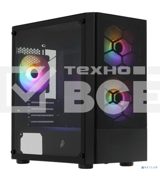 Компьютерный корпус 1STPLAYER FIREBASE X4-M Black / mATX, TG / 1x120mm & 2x140mm LED fans inc. / X4-M-BK-2F1P-1F1