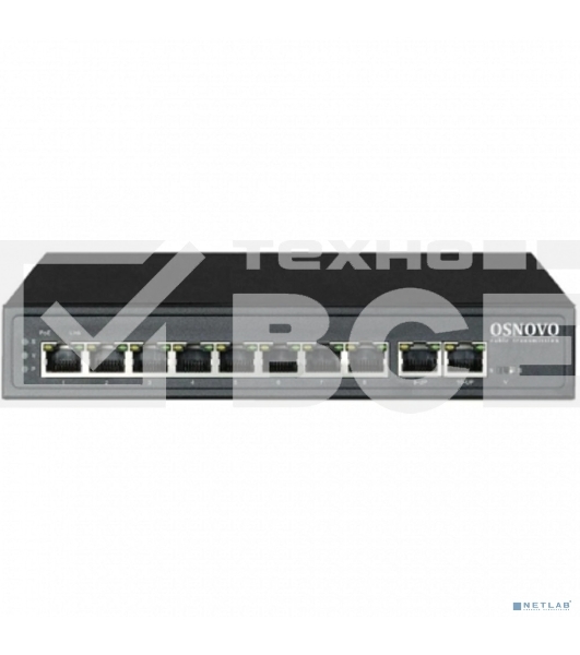 Коммутатор PoE Osnovo SW-21000(120W), 8 x FE с поддержкой PoE (IEEE 802.3af/at), 2 x FE, до 30W на порт, суммарно до 120W
