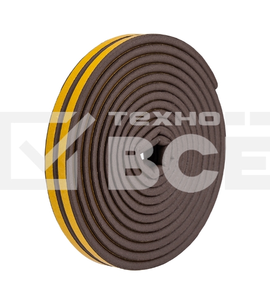 Уплотнитель самоклеящийся, коричневый, Р-профиль 9х5,5мм, для зазоров 2,5-4мм, упаковка по 6м PROconnect