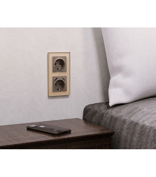 Комплект механизма электрической розетки ALFA Темная бронза матовый 2USB A+A 18W (быстрая зарядка) с/з QUANT (AP6390, VM155) MA639010