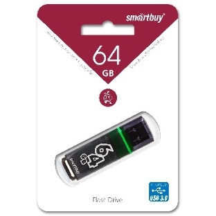 Флешка USB SmartBuy GLOSSY SERIES DARK GREY (SB64 GbGS-DG), 64Gb, USB 3.0, R/W 75/30, серый/зеленый