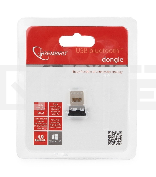 Адаптер Bluetooth Gembird, BTD-MINI5, ультратонкий корпус, v.4.0, 50 метров, до 24 Мбит/сек, USB