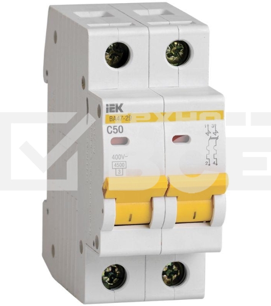 Выключатель автоматический Iek MVA20-2-050-C ВА47-29 2Р 50А 4,5кА х-ка С ИЭК