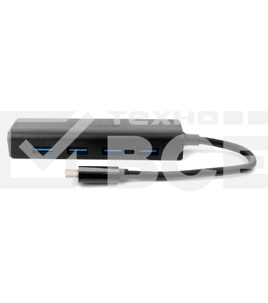 Концентратор USB 3.0 Gembird UHB-C364, 4 порта, Type-C, с доп питанием