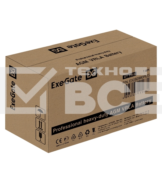 Аккумуляторная батарея ExeGate DT 1265 (12V 65Ah, под болт М6)