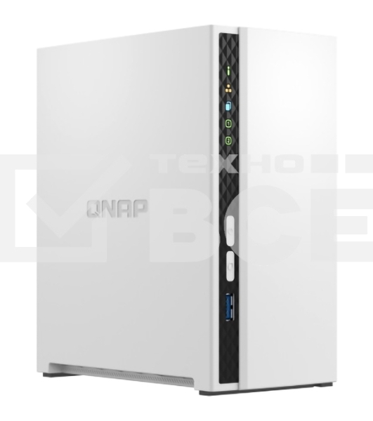 Сетевое хранилище SMB QNAP TS-233 NAS 2 HDD trays. ARM 4-core Cortex-A55 2.0GHz, ram 2 GB (max), 1x1GbE, 2xUSB 2.0 port,1xUSB 3.2 Gen 1