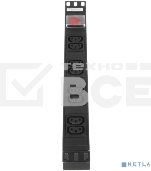 Блок Gembird EHB8-4, 1 вход С14/ 8 выходов C13, с защитой для 19