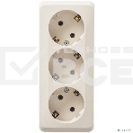 Розетка с заземлением без шторок 16А 250B, КРЕМ, ЭТЮД O/У тройная, фото 1