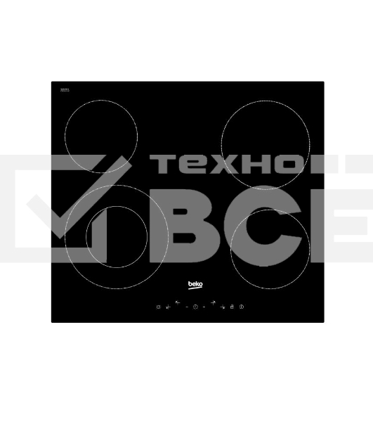 Встраиваемая электрическая варочная поверхность Beko HIC 64402 T, Черный