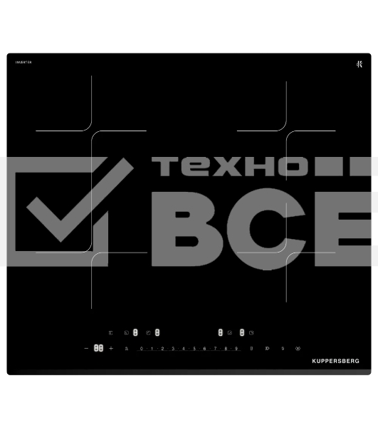 Варочная поверхность Kuppersberg/Варочная поверхность Kuppersberg, индукция, High-Tech, 9 уровней мощности, inverter, таймер, пауза, Booster, автоматическое отключение, Flexi-zone, слайдерное управление, поддержание тепла, черный