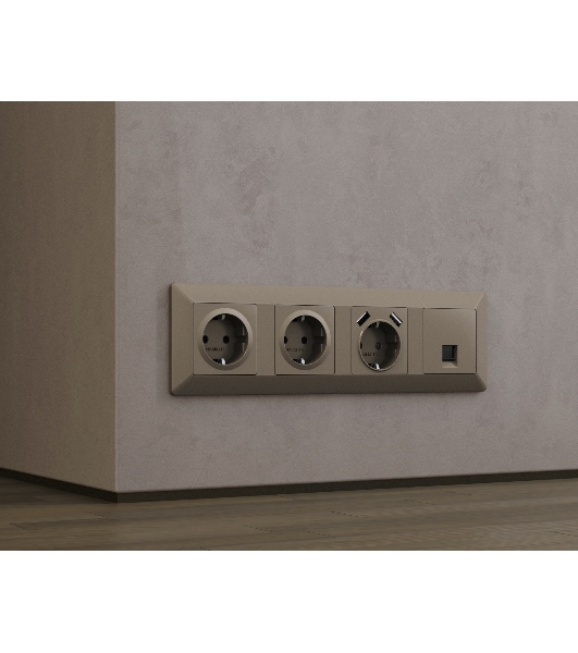 Комплект механизма электрической розетки ALFA Темная бронза матовый 2USB A+A 18W (быстрая зарядка) с/з QUANT (AP6390, VM155) MA639010
