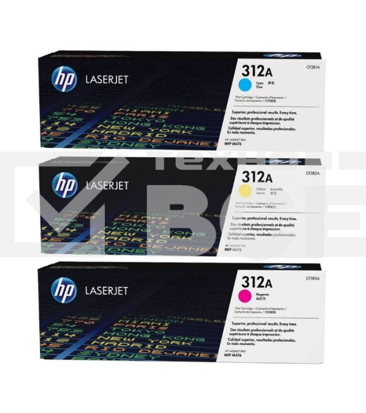 Картридж лазерный набор Hewlett-Packard 312A CF440AM голубой, желтый, пурпурный для HP CLJ Pro M476 2400стр.