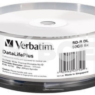 Диск BD-R Verbatim 50Gb 6x Cake Box (25шт) Double Layer Printable (43750)
