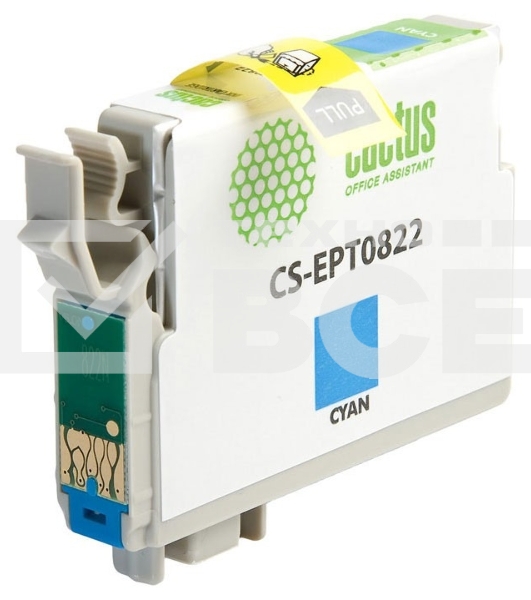 Картридж струйный Cactus CS-EPT0822 (T0822) голубой (13,8 мл) для Epson Stylus Photo R270/290/RX590