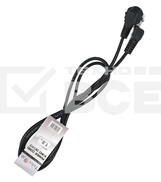 Кабель компьютер - розетка угловой 220V <1.8м> (Европейский стандарт) <TP021DA-1.8-BK>