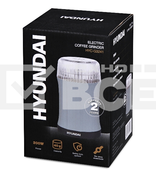 Кофемолка Hyundai HYC-G3241 200Вт сист.помол.:ротац.нож вместим.:40гр черный