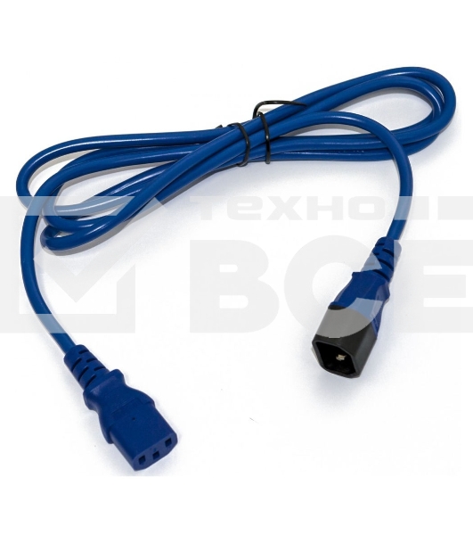 Шнур для блока питания Hyperline, IEC 320 C13, вилка C14, 3 м, 10А, провода 3 х 0,75 кв. мм, цвет: синий