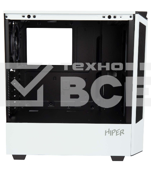 Компьютерный корпус Hiper PW81 белый без БП ATX 3x120мм 2xUSB2.0 2xUSB3.0 audio bott PSU