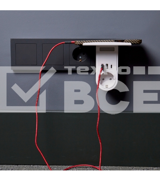 Адаптер USB (2хUSB-A + USB-С) + розетка 220-250В с подсветкой и подставкой для телефона Rexant