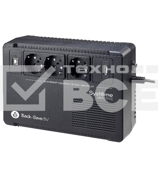 Источник бесперебойного питания Systeme Electriс Back-Save, 800VA/480W, 230V, Line-Interactive, AVR, 3xSchuko, USB charge(type A), USB