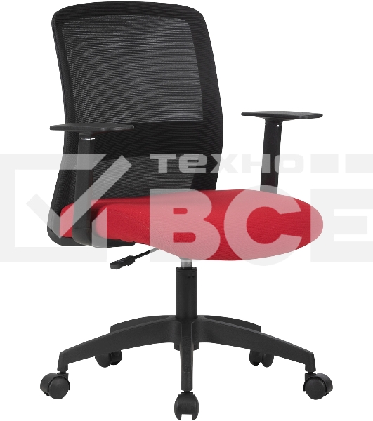 Кресло компьютерное Cactus CS-MC333-BKRD черный, сиденье темно-красный, сетка/ткань, низк.спин. крестов. пластик, пластик черный
