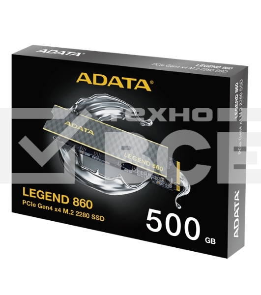 Накопитель SSD ADATA LEGEND 860, 500Gb, PCIe 4.0 x4, M.2 2280, NVMe, R/W 5000/3000, с радиатором