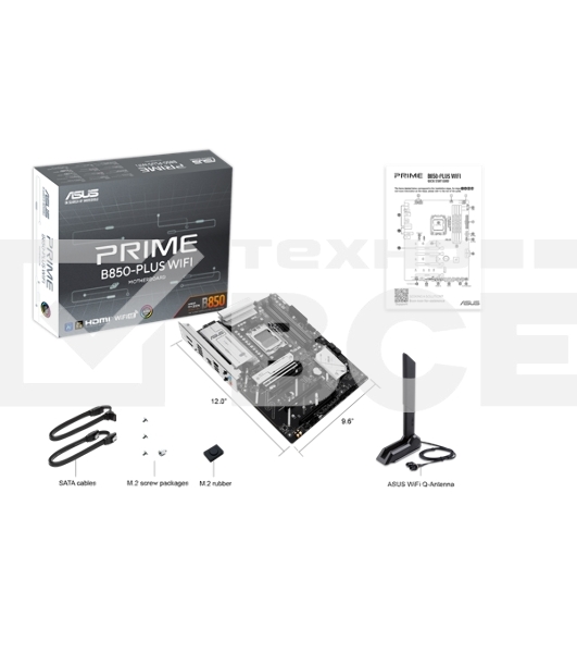Материнская плата ASUS PRIME B850-PLUS WIFI, AM5, AMD B850, 4xDDR5, 4xSATA, 3xM.2, 1xPCIe 5.0 x16, 1xPCIe 4.0 x16, 2xPCIe 3.0 x1, 1xDP, 1xHDMI, 1x2.5Gb LAN, Wi-Fi 6E, Bluetooth 5.3, 4xUSB-A 10Gbps, 1xUSB-C 10Gbps, 2xUSB-A 5Gbps, 2xUSB-A 2.0, 3x3.5 мм, 7.1