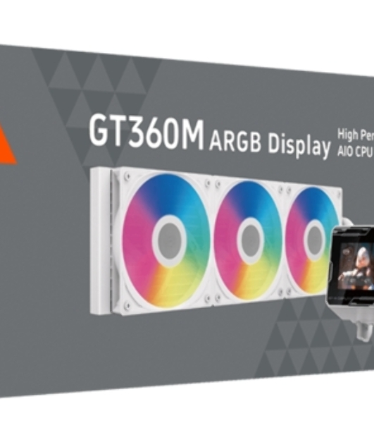 Система охлаждения PCCooler GT360 ARGb Display WH (310W, 360мм, LED temp., белый, ARGb/Fans: 3x120мм, 99CFM, 41.5dBA, 3000RPM/Pump 15dBA, 2600RPM, Rad thickness 27мм/S: 1851, 1700, 1200, 115X, AM5, AM4)