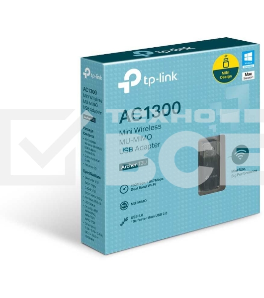 Адаптер TP-LINK Archer T3U AC1300 Мини Wi-Fi MU-MIMO USB-адаптер