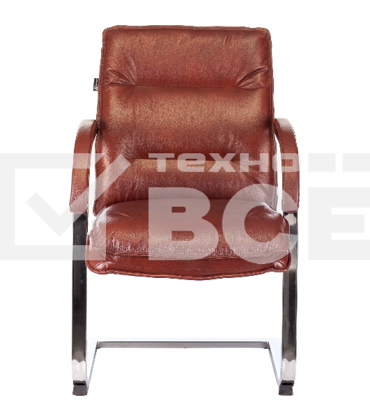 Кресло офисное Бюрократ T-9927SL-LOW-V Leather Eichel светло-коричневый, кожа, низк. спин. полозья металл хром