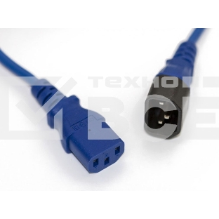 Шнур для блока питания Hyperline, IEC 320 C13, вилка C14, 3 м, 10А, провода 3 х 0,75 кв. мм, цвет: синий