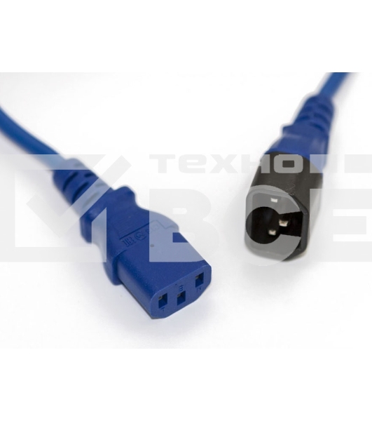 Шнур для блока питания Hyperline, IEC 320 C13, вилка C14, 3 м, 10А, провода 3 х 0,75 кв. мм, цвет: синий