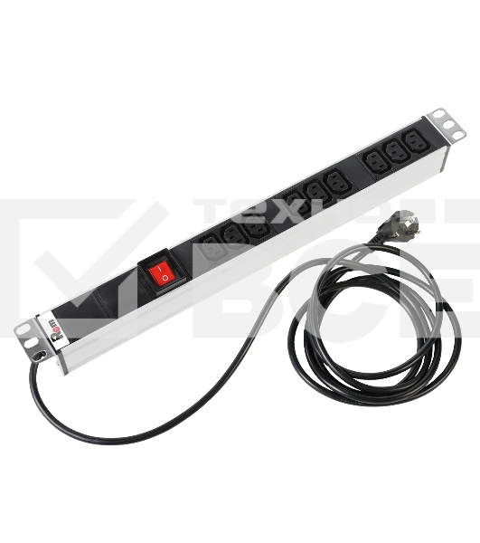 ЦМО Блок розеток Rem-16 с выкл., 9 IEC 60320 C13, 16A, алюм., 19