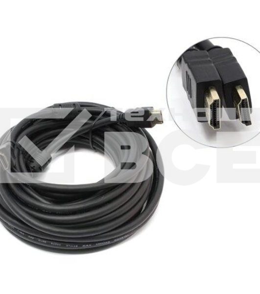 Кабель HDMI v.1.4 10м Telecom, 2 фильтра, 19M -19M, с позолоченными контактами