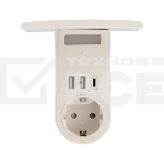 Адаптер USB (2хUSB-A + USB-С) + розетка 220-250В с подсветкой и подставкой для телефона Rexant, фото 1