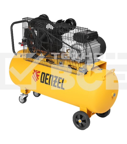 Компрессор воздушный рем. привод BCV2200/100, 2,2 кВт, 100 литров, 370 л/мин Denzel