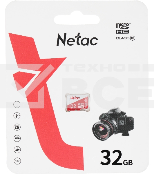 Флеш карта Netac P500 ECO 32Gb MicroSDHC C10 up to 80Mb/s, retail pack card only