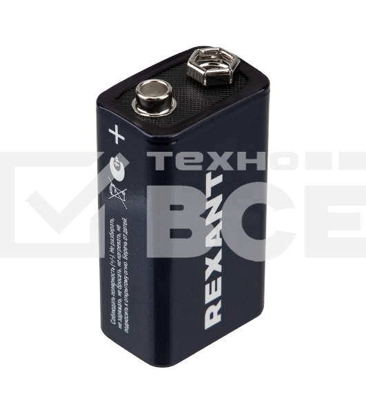 Батарейка алкалиновая Rexant 6LR61 Крона 9В блистер 1 шт.