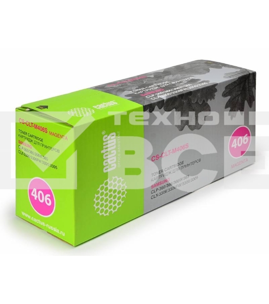 Картридж лазерный Cactus CS-CLT-M406S magenta пурпурный (1000 стр.) для принтеров Samsung CLP-360/365/CLX-3300/3305