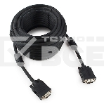 Кабель VGA Premium Cablexpert CC-PPVGA-15M-B, 15M/15M, 15м, черный, тройной экран, феррит.кольца, пакет, фото 1