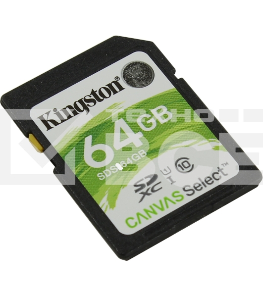 Флеш карта SDHC 64Gb Class10 Kingston <SDS2/64GB>, Canvas Select 100R CL10 UHS-I
