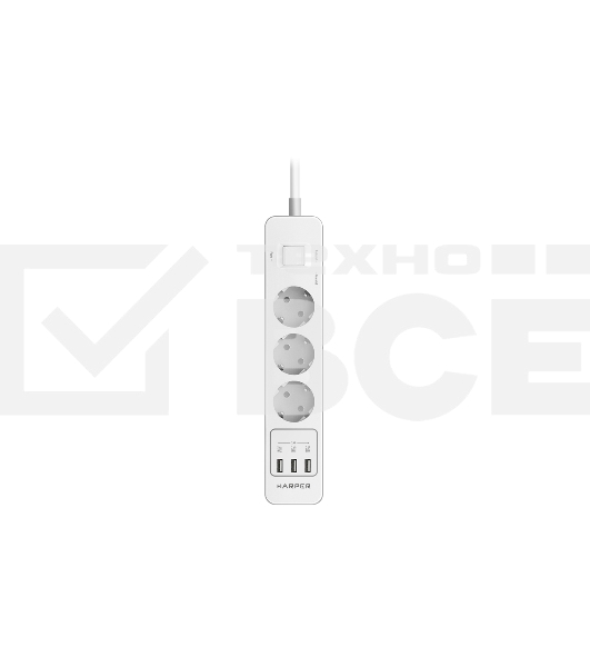 Удлинитель с USB зарядкой Harper UCH-330 White