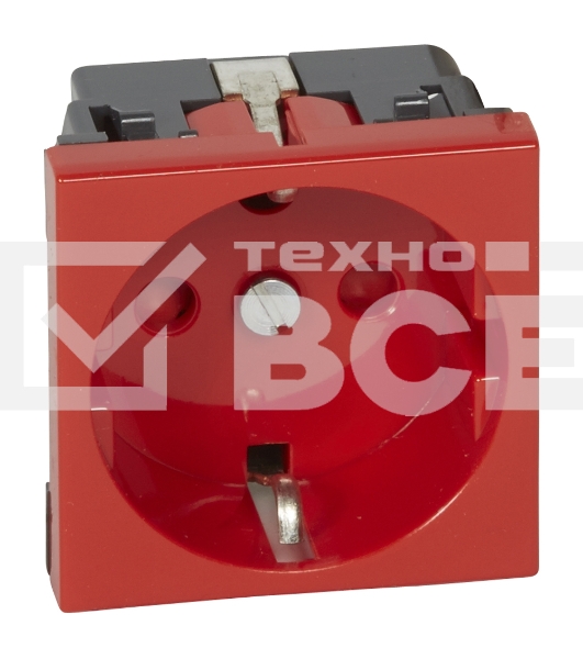 Механизм розетки Legrand 1-м СП Mosaic 2 модульный, с заземлением, красный Legrand 077214 124965